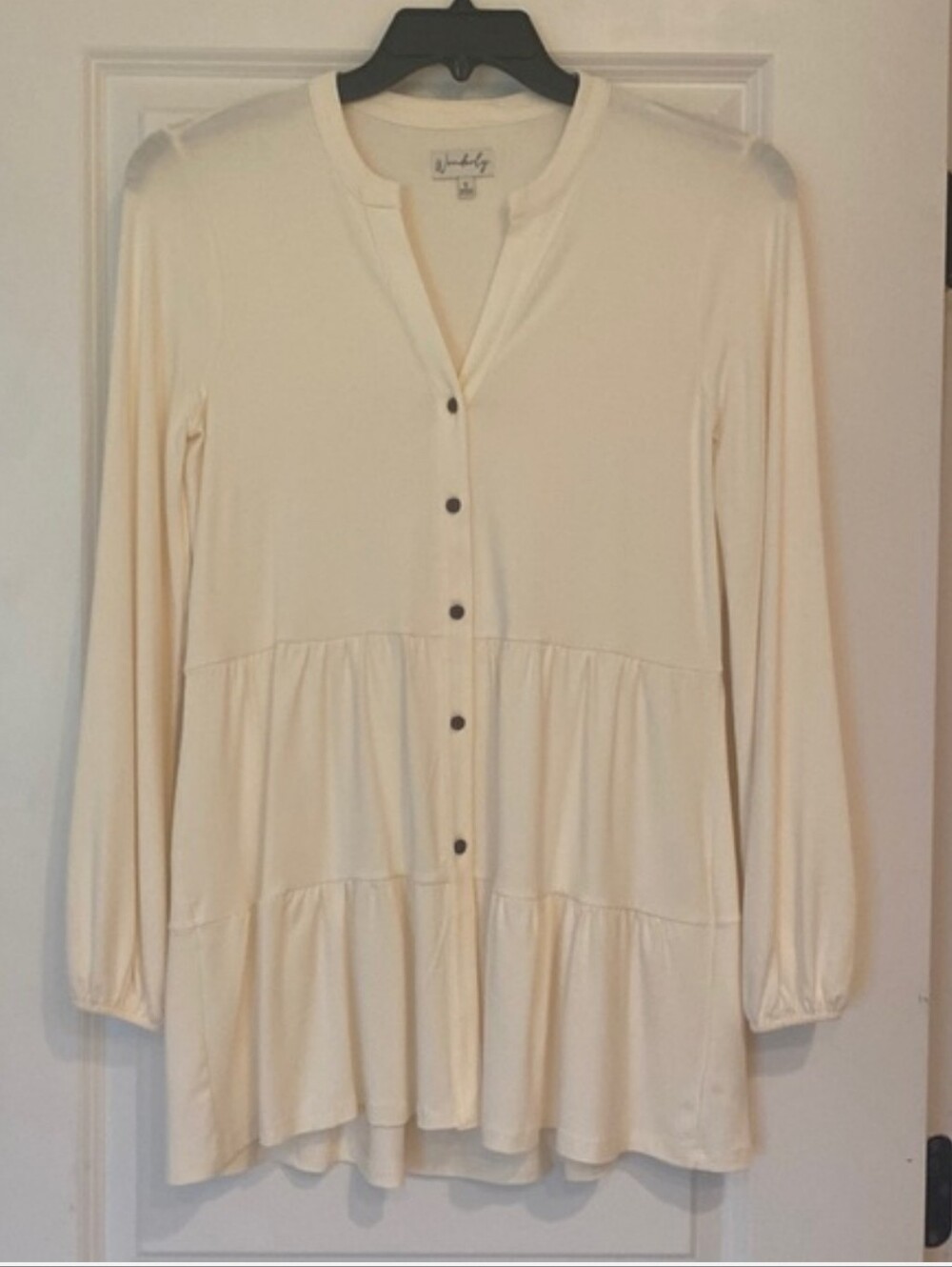 Wonderly Ivory Tiered Button-Front Tunic